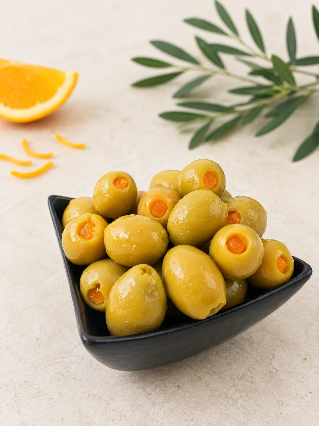 Oliwki zielone nadziewane pomarańczą